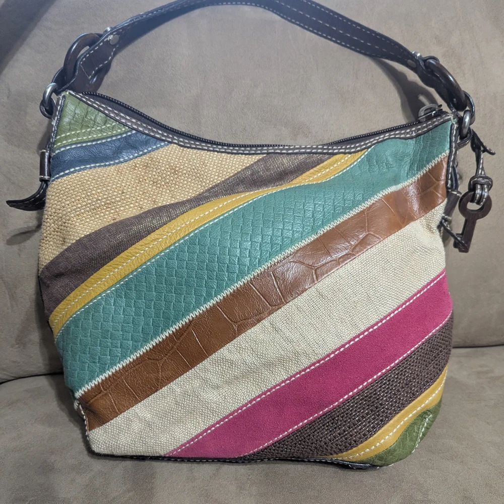 Fossil Multicolor Striped Hobo Bag